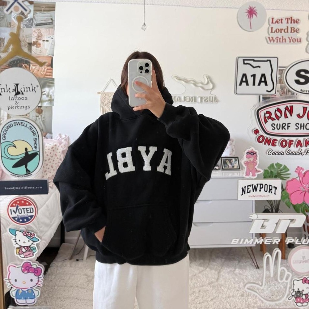 Black and white aybl embroidered hoodie